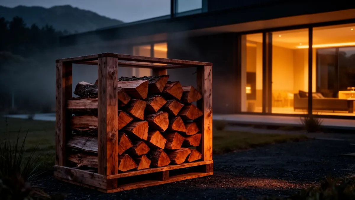 Premium firewood stack beside a modern Hamilton home